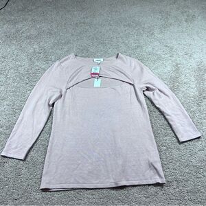 NWT Lagence Womens Blush Long Sleeve Round Neck Cutout Front Pullover Top Size L